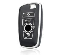 OFF WE GO Coque de Clé Voiture pour BMW 4 Bouton TPU Accessoire Clé de Voiture pour 1 2 3 4 5 6 7 Series X3 X4 M2 M3 M4 M5 M6 F10 F11 F20 F21 Coque Protection de Clé de Voiture, Argent Noir