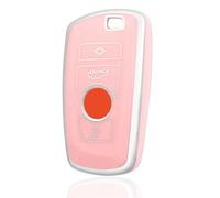 OFF WE GO Coque de Clé Voiture pour BMW 4 Bouton TPU Accessoire Clé de Voiture pour 1 2 3 4 5 6 7 Series X3 X4 M2 M3 M4 M5 M6 F10 F11 F20 F21 Coque Protection de Clé de Voiture, Argent Rose