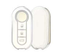 OFF WE GO Coque de Clé Voiture pour Fiat - Étui TPU Coque Protection Clé Voiture à Télécommande pour 500 C/L/X Brava/Bravo/Doblo/Ducato/Fiorino/Punto, Argent Blanc