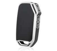 OFF WE GO Coque de Clé Voiture pour KIA TPU 3 Bouton Accessoire e Voiture pour Ceed Soul Sportage Sorento Stinger Rio Optima NIRO Forte Coque de Protection pour e Voiture, Argent Noir
