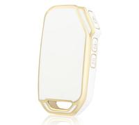 OFF WE GO Coque de Clé Voiture pour KIA TPU 3 Bouton Accessoire e Voiture pour Ceed Soul Sportage Sorento Stinger Rio Optima NIRO Forte Coque de Protection pour e Voiture, Or Blanc