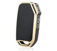 OFF WE GO Coque de Clé Voiture pour KIA TPU 3 Bouton Accessoire e Voiture pour Ceed Soul Sportage Sorento Stinger Rio Optima NIRO Forte Coque de Protection pour e Voiture, Or Noir