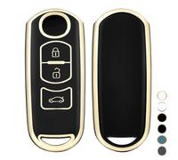 OFF WE GO Coque de Clé Voiture pour Mazda Accessoire Voiture Clé à Télécommande Étui Coque Protection pour 2 3 5 6 Axela Atenza CX-5 CX5 CX-3 CX-4 CX-7 CX-8 CX8 CX-9 MX5 Demio BT50 RX8 Speed, Or Noir