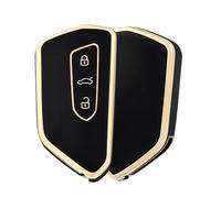 OFF WE GO Coque de Clé Voiture pour VW Etui Cles Étui Clés TPU 3 Bouton Accessoire Clé de Voiture pour Volkswagen Golf 8 Seat Leon MK4 Tarraco Ateca Skoda Octavia 2020 Cupra Formentor Born, Or Noir