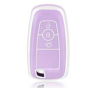 OFF WE GO Coque de protection en TPU pour clé de voiture Ford Transit Custom Ranger Raptor Kuga Fiesta Focus Transit S-Max Ecosport Mondeo Mustang Edge Coque de protection en TPU Violet argenté