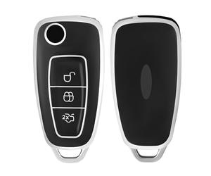 OFF WE GO Coque tui Cles Boitier e Voiture pour Ford MK4 Mk8 Kuga Fiest Focus Galaxy Transit Custom Connect Tourneo Mondeo Étui Clés Voiture Clé à Télécommande, Argent
