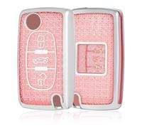OFF WE GO Etui Cles Coque Clé Étui Clés pour Citroën C2 C3 C4 C5 Berlingo Grand Picasso Peugeot 207 307 407 208 308 408 Boitier Clé de Voiture Porte Clé Voiture Clé à Télécommande, Rose