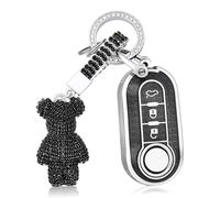 OFF WE GO Etui Cles Coque Clé pour Fiat 500 Lancia Ypslon Brava Bravo Cabrio Nuova Doblo Ducato Grande Punto Panda Qubo Étui Cléss Boitier e Voiture Protecteur Clé Voiture avec Porte-clé, Noir