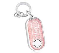 OFF WE GO Etui Cles Coque Clé pour Fiat 500 Lancia Ypslon Brava Bravo Cabrio Nuova Doblo Ducato Grande Punto Panda Qubo Boitier e Voiture Étui Clés avec Porte-clés Protecteur Clé Voiture, Rose
