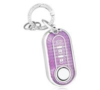 OFF WE GO Etui Cles Coque Clé pour Fiat 500 Lancia Ypslon Brava Bravo Cabrio Nuova Doblo Ducato Grande Punto Panda Qubo Boitier Clé de Voiture Étui Clés avec Porte-clés Protecteur Clé Voiture, Violet