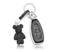 OFF WE GO Etui Cles Coque Clé pour Ford Fiesta IV Focus III Kuga Galaxy Fusion Mondeo IV B-Max Grand C-Max S-Max Mk2 Mk3 Mk4 Étui Clés Boitier Clé Voiture Protecteur Clé Voiture avec Porte-clés, Noir