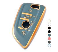 OFF WE GO Etui Cles Coque de Clé pour BMW X1 X2 X3 X4 X5 X6 Series 1 2 3 5 6 7 Protecteur Clé Voiture Couverture Clé Accessoire Voiture Clé à Télécommande, Bleu Or
