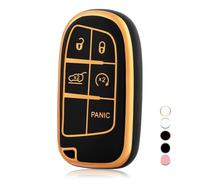OFF WE GO Etui Cles Coque de Clé pour Jeep Cherokee Renegade Dodge Dart Durango Charger Challenger RAM Fiat Honda Protecteur Clé Voiture Couverture Clé Accessoire Voiture Clé à Télécommande, Noir Or