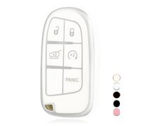 OFF WE GO Etui Cles Coque de Clé pour Jeep Cherokee Renegade Dodge Dart Durango Charger Challenger RAM Fiat Honda Protecteur Clé Voiture Couverture Clé Accessoire Voiture Clé à Télécommande, Blanc