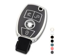 OFF WE GO Etui Cles Coque de Clé pour Mercedes Benz A B C E ML S V W R CL CLK W176 W245 A203 W204 W211 W24 Protecteur Clé Voiture Couverture Clé Accessoire Voiture Clé à Télécommande, Gris Argent