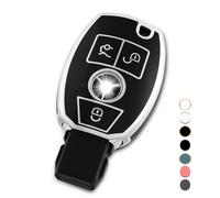 OFF WE GO Etui Cles Coque de Clé pour Mercedes Benz A B C E ML S V W R CL CLK W176 W245 A203 W204 W211 W24 Protecteur Clé Voiture Couverture Clé Accessoire Voiture Clé à Télécommande, Noir Argent