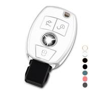 OFF WE GO Etui Cles Coque de Clé pour Mercedes Benz A B C E ML S V W R CL CLK W176 W245 A203 W204 W211 W24 Protecteur Clé Voiture Couverture Clé Accessoire Voiture Clé à Télécommande, Blanc Argent