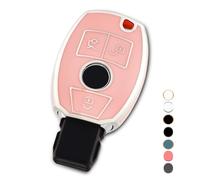 OFF WE GO Etui Cles Coque de Clé pour Mercedes Benz A B C E ML S V W R CL CLK W176 W245 A203 W204 W211 W24 Protecteur Clé Voiture Couverture Clé Accessoire Voiture Clé à Télécommande, Rose Argent