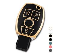 OFF WE GO Etui Cles Coque de Clé pour Mercedes Benz A B C E ML S V W R CL CLK W176 W245 A203 W204 W211 W24 Protecteur Clé Voiture Couverture Clé Accessoire Voiture Clé à Télécommande, Noir Or