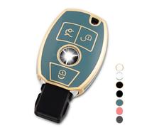 OFF WE GO Etui Cles Coque de Clé pour Mercedes Benz A B C E ML S V W R CL CLK W176 W245 A203 W204 W211 W24 Protecteur Clé Voiture Couverture Clé Accessoire Voiture Clé à Télécommande, Bleu Or