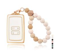 OFF WE GO Etui Cles Coque de Clé pour Renault Dacia Duster Captur Kadjar Espace Megane Kangoo Arkana Arcan Koleos Protecteur Clé Voiture Couverture Accessoire Voiture à Télécommande, Blanc Or