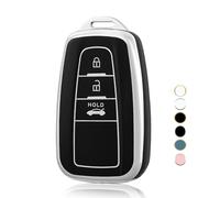 OFF WE GO Etui Cles Coque de Clé pour Toyota Aygo Yaris Corolla C-HR Camry GT86 GR Supra Prius Prado Mirai RAV4 Protecteur Clé Voiture Couverture ccessoire Voiture Clé à Télécommande, Noir Argent