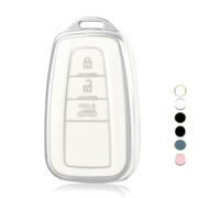 OFF WE GO Etui Cles Coque de Clé pour Toyota Aygo Yaris Corolla C-HR Camry GT86 GR Supra Prius Prado Mirai RAV4 Protecteur Clé Voiture Couverture ccessoire Voiture Clé à Télécommande,Blanc argent