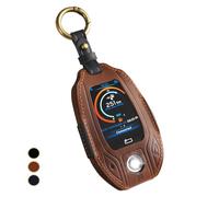 OFF WE GO Etui Cles en Cuir Coque Clé pour Display LCD BMW 5er 6er 7er 8er G01 G02 G05 G07 X3 X4 X5 X7 730li 740li 750li 760li Protecteur Clé Voiture avec Porte-clés Couverture Clé Accessoire,Marron