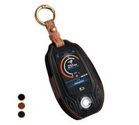 OFF WE GO Etui Cles en Cuir Coque de Clé pour Display LCD BMW 5er 6er 7er 8er G01 G02 G05 G07 X3 X4 X5 X7 730li 740li 750li 760li Protecteur Clé Voiture avec Porte-clés Couverture Clé Accessoire, Noir