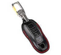 OFF WE GO Voiture Clé à Télécommande Étui en Cuir Coque de Clé Voiture avec Porte-clés Accessoire e Voiture pour Macan Panamera 918 911 981 991 Boxster Cayenne Cayman Carrera Spyder, Noir