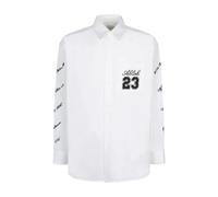 Off White, Homme, Blouses et Chemises, Blanc, Taille: M Chemise en Coton Brodée avec Logo