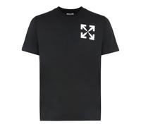 Off White, Homme, Tops, Noir, Taille: XS T-shirt col rond côtelé en mélange de coton