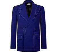 Off White Men's Body Stitch Double-Breasted Contrast Stitching Long Sleeve Blazer Bleu/Blanc M Male