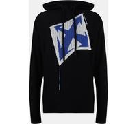 Off White Men's Chunky Knitted Hooded Design Hoodie Noir XS Male