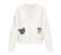 Off White - Star Logo Diagonal Varsity Knit Cardigan - Homme - Pulls - Blanc - Taille: S
