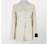 Off White Women's Belted Virgin Wool Jacket Sable 8 (XS) Female