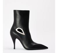 Off White Women's Flat Ankle Boots Noir/Argent 8 (41) Female