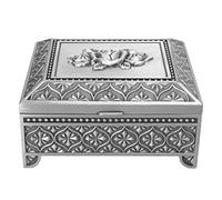 OFFAXE Boîte à Bijoux Vintage à Motif Rose en Relief , Rangement Bijoux en Alliage de Zinc à Ouverture Rabattable,Boîte à Un Niveau pour Accessoires (Étain Antique)