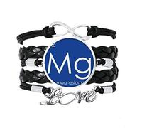 OFFbb-USA Chimie Elements Tableau périodique Alcaline Terre Métal Magnésium Mg Bracelet Amour Accessoire Torsadé Cuir Corde à Tricoter Bracelet Cadeau, Cuir, Ne s'applique pas