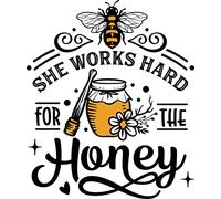 Offbeat Stickers Autocollant citation She Works Hard for The Honey Bee 7,6 cm pour voiture, pare-chocs, camion, fenêtre, ordinateur portable