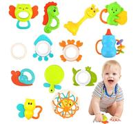 OFFCUP 13pcs Hochet Bébé, Jouet Bebe pour 0 6 3 9 12 Mois, Ensemble de Jouet de Dentition, Jeux Sensoriel Poignet 6 Mois Eveil Montessori Jeux Bébé Naissance Cadeau 0-12 Mois