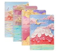 OFFCUP A5 Cahiers à Spirales, 4 Pack Carnet de Notes A5, 120 Pages / 60 Feuilles Notes à Spirale, Carnet Spirale Ligné Carnets Dessin Journal Notebook pour Voyage École Bureau