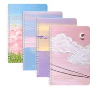 OFFCUP A5 Cahiers à Spirales, 4 Pack Carnet de Notes A5, 120 Pages / 60 Feuilles Notes à Spirale, Carnet Spirale Ligné Carnets Dessin Journal Notebook pour Voyage École Bureau