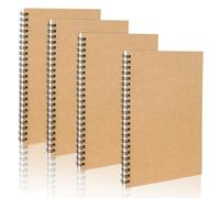 OFFCUP A5 Cahiers à Spirales, 4pack Carnet de Notes A5, 120 Pages / 60 Feuilles Carnet Spirale Ligné, Carnets Dessin, Journal Notebook pour Voyage École Bureau -Marron