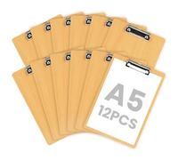 OFFCUP A5 Porte-Blocs en Bois, 12pcs A5 Porte Blocs Format avec Pince, Taille 31x21cm Planchettes à Pince Clipboard à Suspendre pour Papier D'écriture Memo Dossiers