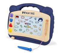 OFFCUP Ardoise Magique Enfant, Jouet Bebe 1-5 Ans Planche à Dessin Magnétique à 4 Couleurs avec Stylo et 4 Tampons, Tableau Magnétique Effaçable Jouet Éducatif pour Filles Garçons, Grand Bleu