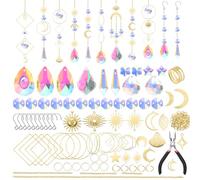 OFFCUP Attrape Soleil, 200pcs Attrape-Soleil en Cristal, Perle de Verre Prisme Arc-en-Ciel en Cristal Suspendu Suncatcher Pendentif Soleil Cristals pour fenêtre Maison Jardin fête-Doré