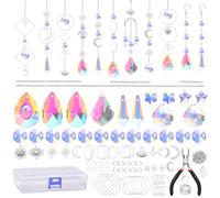 OFFCUP Attrape Soleil, 200pcs Attrape-Soleil en Cristal, Perle de Verre Prisme Arc-en-Ciel en Cristals Suspendu Suncatcher Pendentif Soleil Cristals pour fenêtre Maison Jardin fête-Argent