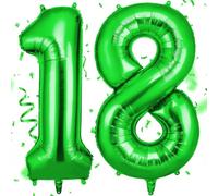 OFFCUP Ballon 18 Ans Vert, 101cm Foil Ballon Numéro Chiffre | Ballon d'Anniversaire 18 Ans, Gonflable Hélium, Deco Anniversaire 18 Ans Grand Ballons pour Fête Party Mariage