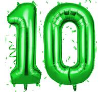 OFFCUP Ballon Anniversaire 10 Ans Vert | Ballon Chiffre 101CM | Géant Ballons Numéro 10 Hélium Gonflables | Decoration pour Fête Vacances d'anniversaire Mariage Surprise